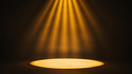 A spotlight shines on a stage, creating a dramatic effect. Background for display your product. Podium mock up for product presentation.