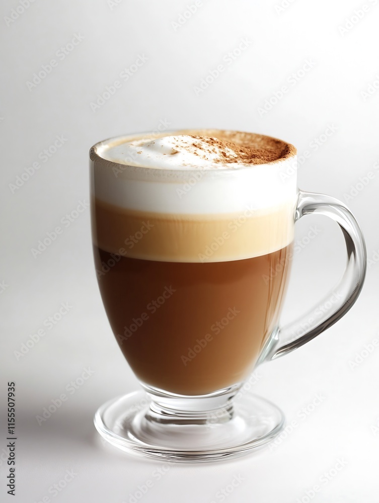 Aufkleber Simple Latte with Frothy Foam in Elegant Glass Cup : Generative AI