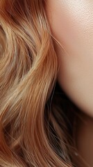 Close up light brown wavy hair smooth skin texture shine highlighted