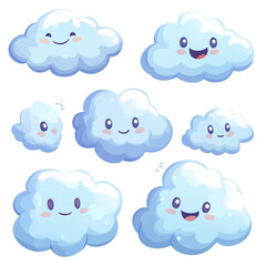 Adorable Smiling Clouds: A Whimsical Digital Art
