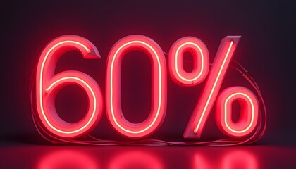 Sixty Percent Off Neon Sign Sale Discount Promotion