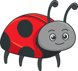 Cute ladybird cartoon. Flat vector illustration. Wild life animals. Cute animal on white background