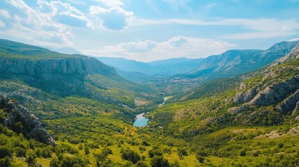 Fototapeta premium Serene Mountain Valley Landscape