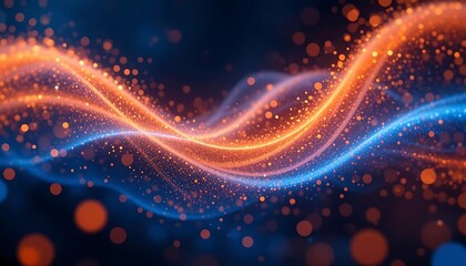 Abstract Orange and Blue Light Wave Particles