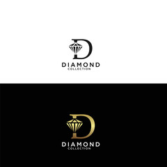 Initial letter D with diamond element logo design vector illustration inspiration