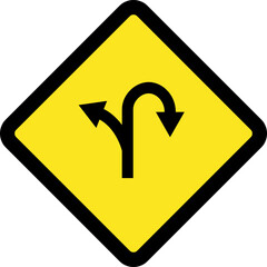 Square traffic road sign board icon warning and indicator sign in addition to the hexagonal stop vector isolated on transparent background. Inform complicated turning. vector illustration.