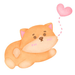 Cute Watercolor Illustration of a Shiba Inu