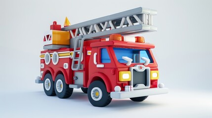 A cartoon rendering of a red firetruck with a ladder.