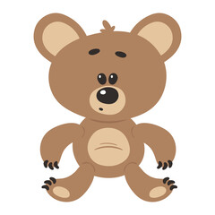 Teddy bear toy sitting. Vector cartoon flat illustration isolated on white