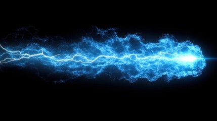 Blue energy stream, electric plasma burst. - obrazy, fototapety, plakaty