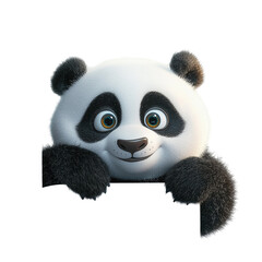 Fototapeta premium Adorable Panda Cub Peeking: A 3D Rendered Image