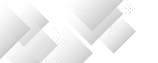 Fototapeta premium White and gray square banner design. Modern and minimal concept abstract geometric background. Vector abstract elegant with copy space template design.