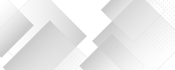 Fototapeta premium White and gray square banner design. Modern and minimal concept abstract geometric background. Vector abstract elegant with copy space template design.