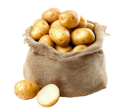 Fresh potatoes isolated on transparent background 