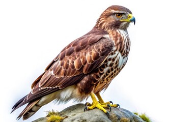 Obraz premium Majestic Buzzard Aerial Photography: Isolated Bird on Rock, High-Resolution Wildlife Image