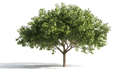 Obraz premium Lush Green Summer Tree Against a Bright White Background Symbolizing Growth and Freshness : Generative AI