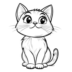 Adorable Black and White Kitten Illustration