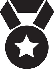 Award medal icon. Winner or victory badge medal. Game champion prize award of honor. Professional certificate ribbon vector symbol. Contains approved, verified, certified, star, achievement.
