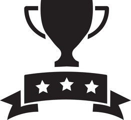 Award and winner flat icon. Simple flat cup award vector symbol. Trophy with three stars on isolated transparent background. Trophy success champion icon sign. Best champions cup trophy vector design.