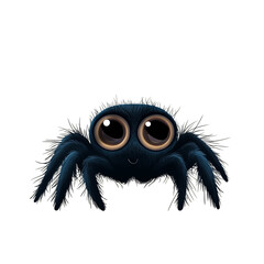 Fototapeta premium Adorable Blue Fuzzy Spider: A digital art illustration of a cute, cartoon spider with big, expressive eyes and a happy expression.