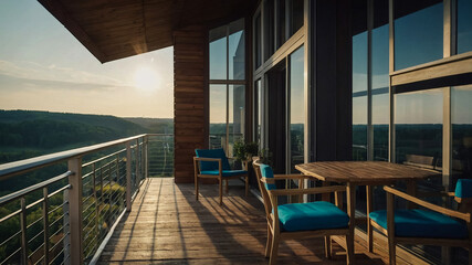 Fototapeta premium Morning view balcony overlooking the sky.