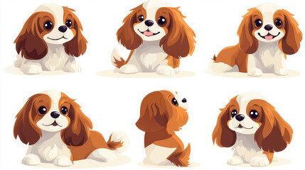 Obraz premium Cavalier King Charles Spaniel Puppy Illustrations and Art: Adorable Vector Graphics for All Dog Lovers