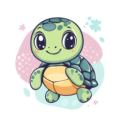 Obraz premium Adorable Cartoon Turtle Illustration