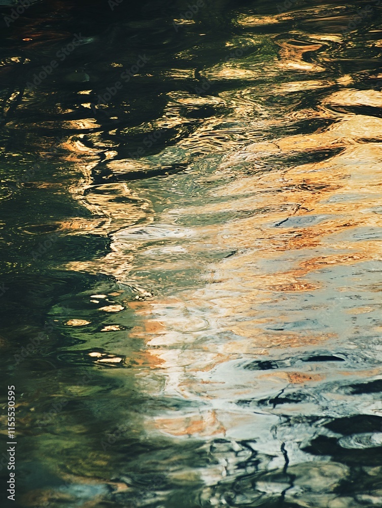 Aufkleber abstract artistic water reflection image with warm tones and fluid motion aesthetic visual : generat