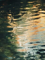 Abstract Artistic Water Reflection Image with Warm Tones and Fluid Motion Aesthetic Visual : Generative AI