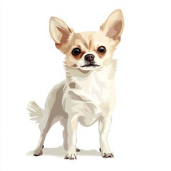 Adorable chihuahua with oversized ears standing on white background