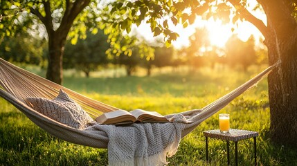 Peaceful Sunset Hammock Relaxation: A Serene Summer Evening