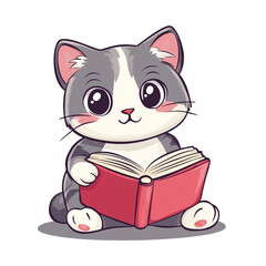 Adorable Cat Reading a Book