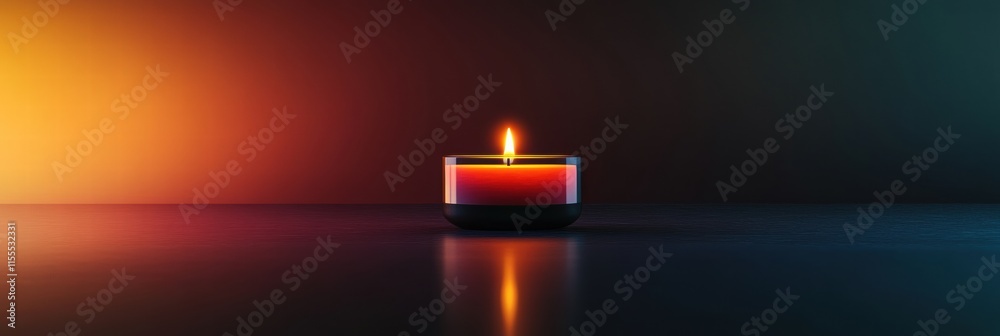 Fototapete soft glow of a single lit candle illuminating a dark space with warm colors in a serene atmosphere d