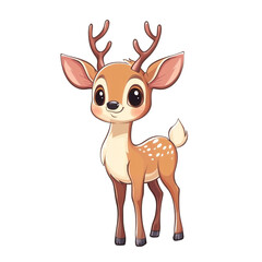 Fototapeta premium Adorable Cartoon Fawn Illustration: A Cute Baby Deer