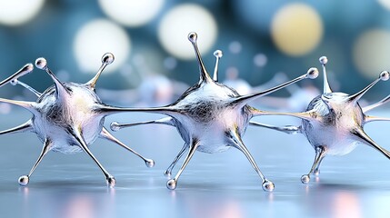 Microscopic Network   D Render of Connected Cells