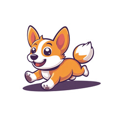 Adorable Corgi Cartoon Running Joyfully