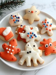 Fototapeta premium Festive Christmas Cookies: Fun Shapes and Colors