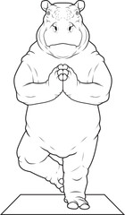 Hippo Yoga Yoga mat Animal Vector Graphic Art Illustration