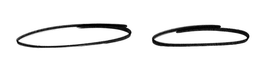 Set of Two Oval Frame | Black Marker PNG Isolated hand drawn doodle Elements on transparent background