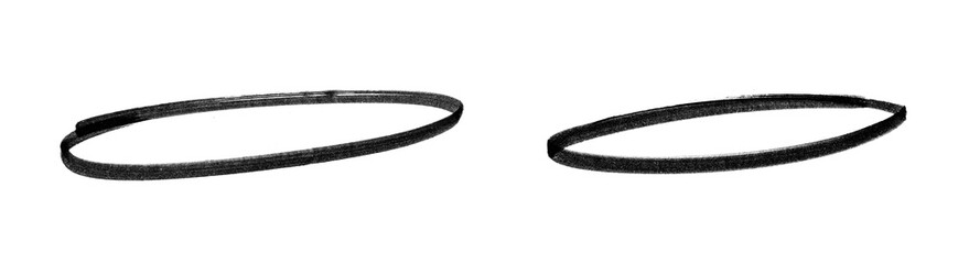Set of Two Oval Frame | Black Marker PNG Isolated hand drawn doodle Elements on transparent background