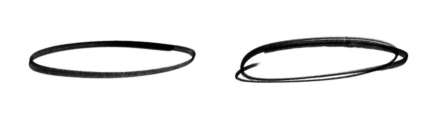 Set of Two Oval Frame | Black Marker PNG Isolated hand drawn doodle Elements on transparent background
