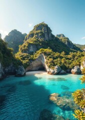 Beach Wallpaper of Hidden beach in paradise beach wallpaper summer wallpaper beach background tropical nature