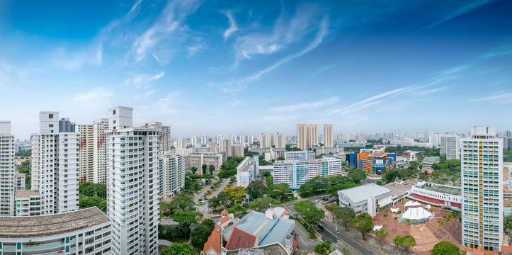 This aerial panorama captures a stunning view of the cityscape in Toa Payoh, Singapore