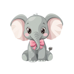 Fototapeta premium Adorable Baby Elephant with Pink Bow