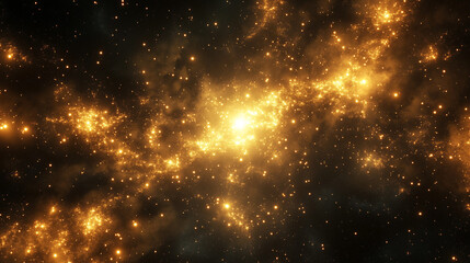 Cosmic nebula with stars and glowing orange clouds