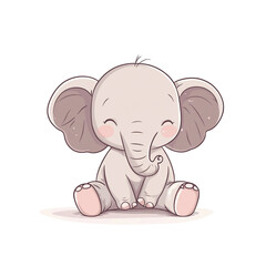 Fototapeta premium Adorable Baby Elephant Illustration