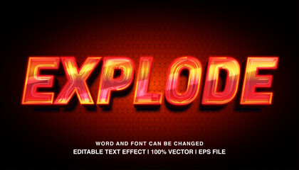 editable explode red neon futuristic typeface