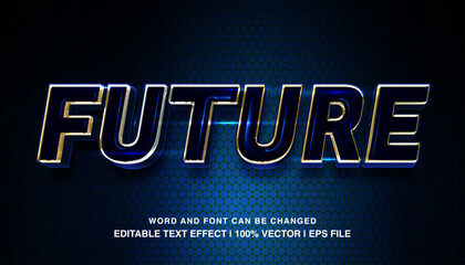 Futuristic Text Effect: Bold and dynamic, this futuristic text effect features a sleek, 3D design, with a captivating blue and gold color scheme. The text is set against a hexagonal background.