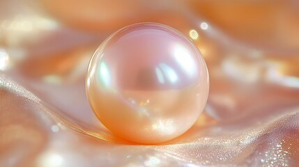 Fototapeta premium A detailed macro shot of a freshwater round pearl, highlighting its smooth surface and natural iridescence.
