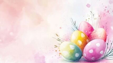 A beautiful watercolor Easter egg design with traditional elements and pastel hues. Perfect for holiday cards, springtime celebrations, and as a decorative element to symbolize Easter 